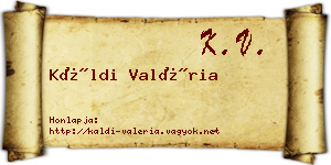 Káldi Valéria névjegykártya